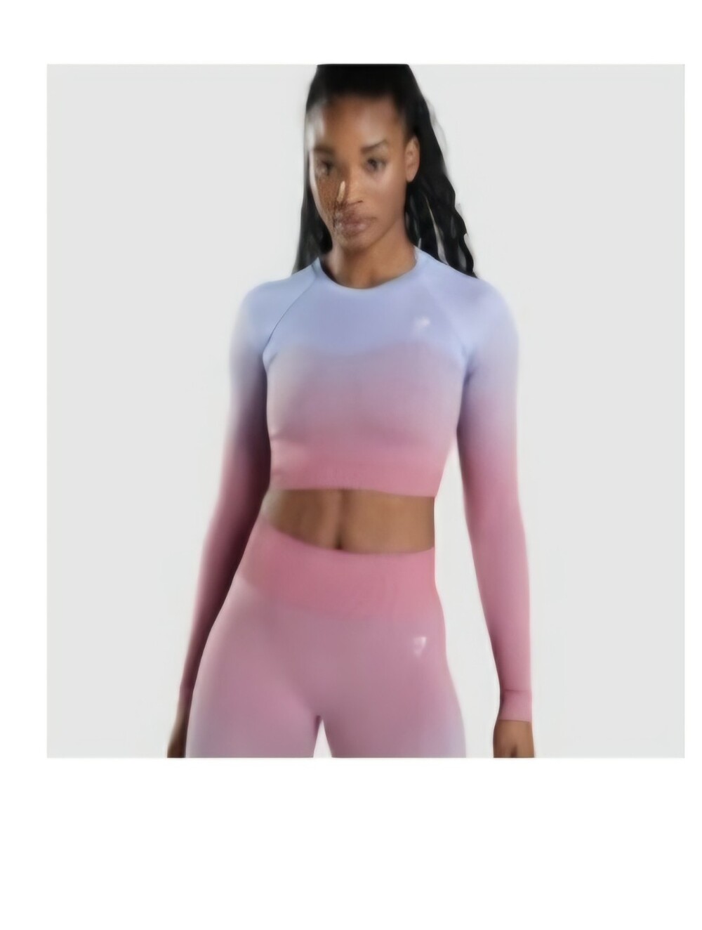 Gymshark Ombre Long-Sleeve Seamless Crop Top - Pink & Light Blue